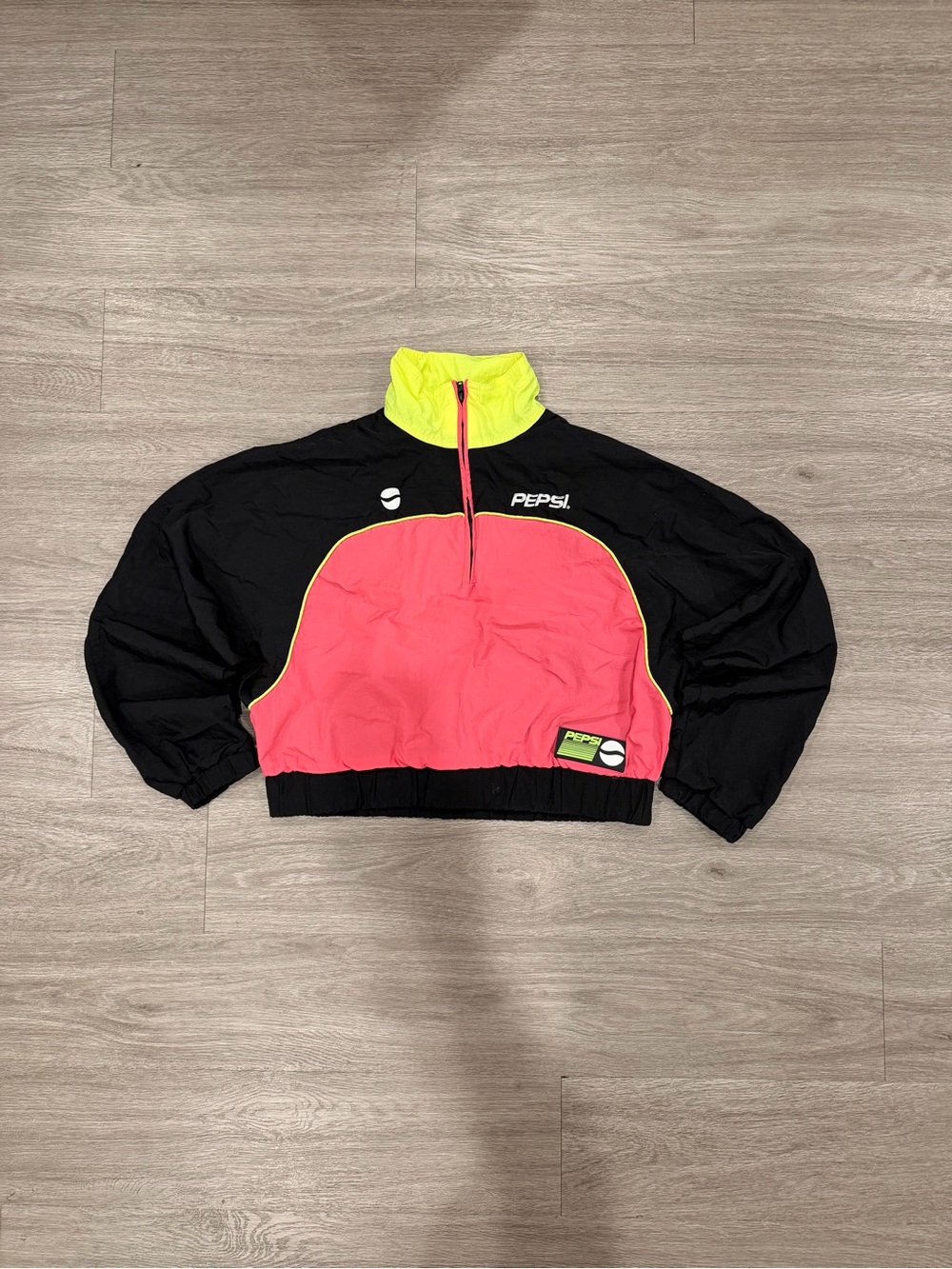 Forever 21 x Pepsi  Neon Pink, Black & Yellow Cropped Jacket